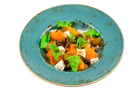 Vegetarian diet salad on a plate. Isolated on white background.の写真素材