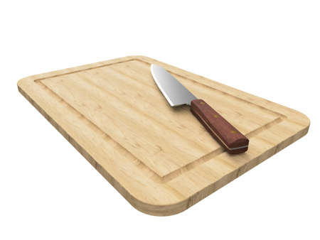 Cooks knife on a wooden board.の写真素材