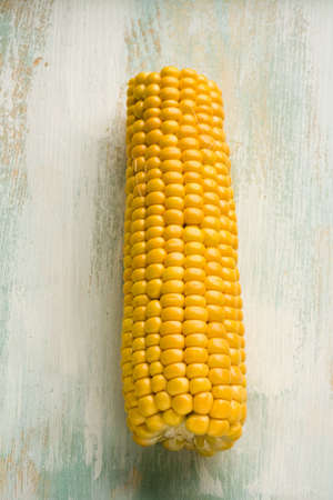 Corn ear on a tableの写真素材