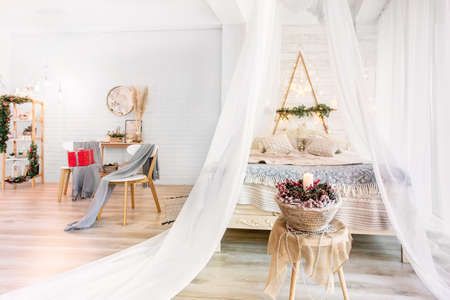 Piano in light home interior of modern studioの写真素材