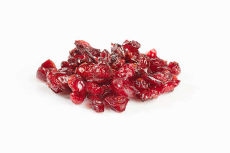 Dried cranberries isolated on white backgroundの写真素材