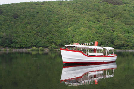 White boat at Llansberis lake 