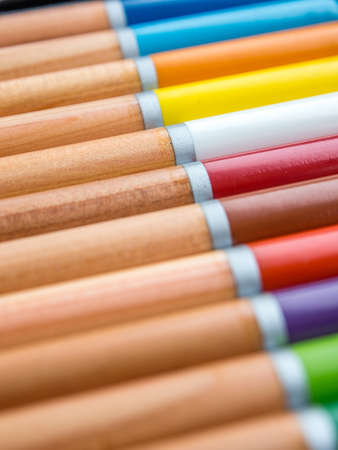 Color pencil with multicolor and focus 