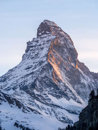 Mount matterhorn in the evening with golden light の写真素材