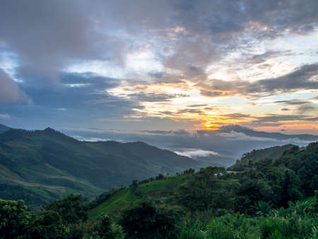 View from the top of peak in the north of thailand.の写真素材