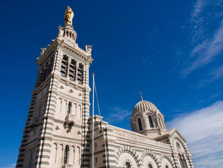 Notre-Dame de la Garde, a Catholic basilica in Marseille, landmark of the city.の写真素材