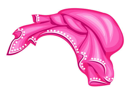 Female headpiece for woman, turban. A bright pink knitted scarf. National beautiful and stylish clothes. Vector illustration.のイラスト素材