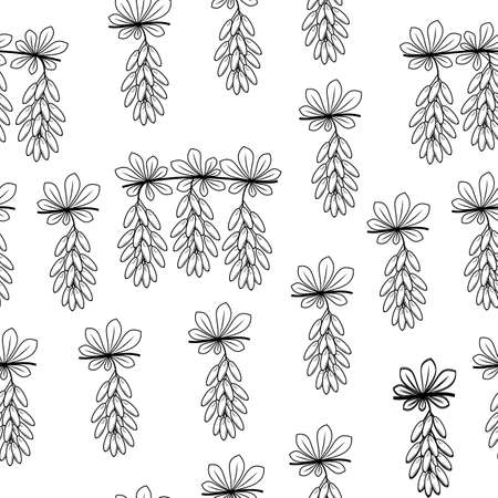 The branch of the beautiful berries of barberry, medicinal plant. Useful berries in cooking and medicine. Beschevniy pattern. Graphic image. Vector illustration.のイラスト素材