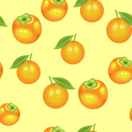 A fancy pattern. Ripe beautiful fruit. Suitable as wallpaper in the kitchen, as a background for packaging products. Creates a festive mood. Vector illustration.のイラスト素材