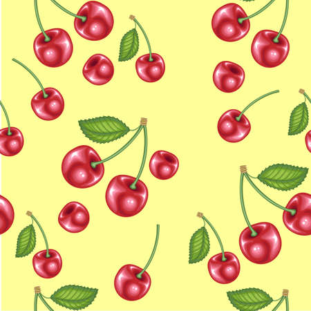 Cherry seamless pattern. Vector texture for textile, wrapping, wallpapers and other surfaces.のイラスト素材
