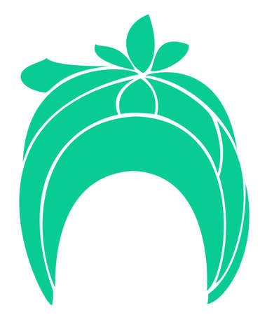 Traditional national headdress, turban. Knitted green scarf. Vector illustrationのイラスト素材