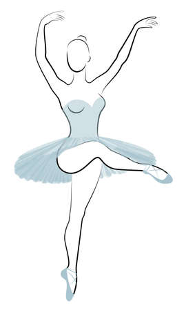 Silhouette of a cute lady, she is dancing ballet. The girl has a beautiful and cute figure. Woman ballerina. Vector illustration.のイラスト素材