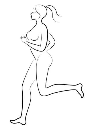 Silhouette of slender lady. The girl is running. The woman goes in for sports, strengthens health. Vector illustrationのイラスト素材
