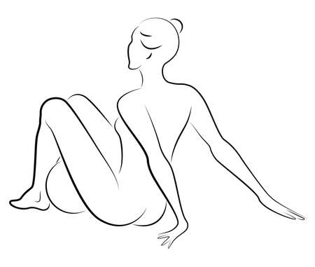 Basic RGBSilhouette of slender lady. The girl plays the ball. Female gymnast. Graphic image. Vector illustrationのイラスト素材