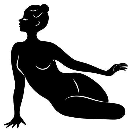 Silhouette of slender lady. Girl gymnast.  Graphic image. Vector illustration.のイラスト素材