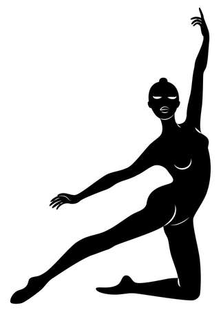 Silhouette of slender lady. Girl gymnast. The woman is flexible and graceful.のイラスト素材
