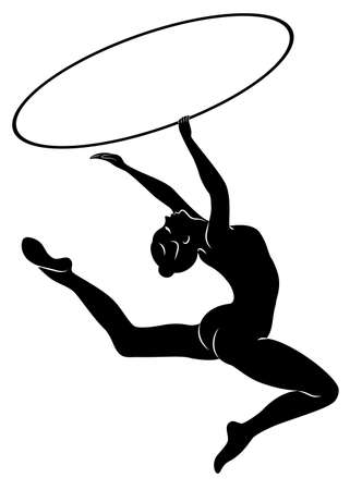 Silhouette of slender lady. Girl gymnast. The woman is flexible and graceful.のイラスト素材
