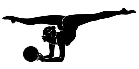 Rhythmic gymnastics. Silhouette of a girl with a ball. Beautiful gymnast.のイラスト素材