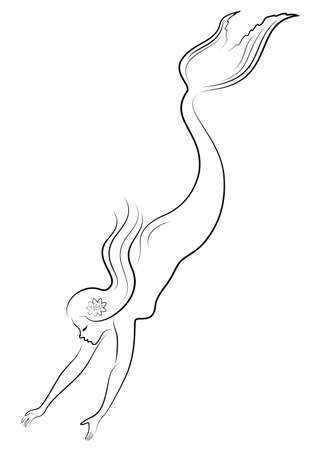 Silhouette of a mermaid. Beautiful girl is floating in the water.のイラスト素材