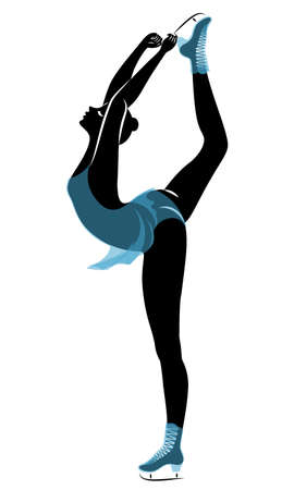 Skater skates on ice. The girl is beautiful and slender. Lady athlete, figure skater. Vector illustration.のイラスト素材