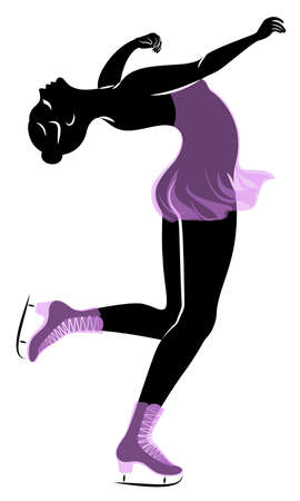 Skater skates on ice. The girl is beautiful and slender. Lady athlete, figure skater. Vector illustration.のイラスト素材