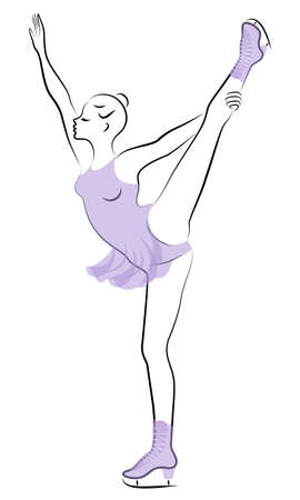 Skater skates on ice. The girl is beautiful and slender. Lady athlete, figure skater. Vector illustrationのイラスト素材