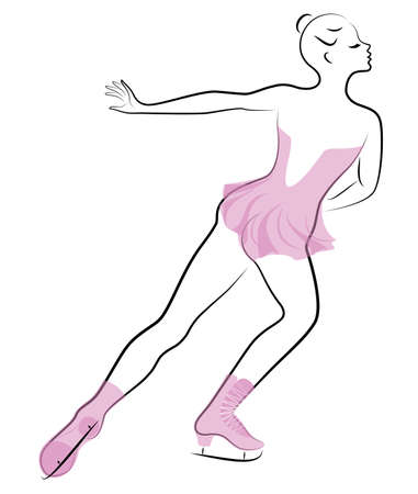 Skater skates on ice. The girl is beautiful and slender. Lady athlete, figure skater. Vector illustrationのイラスト素材