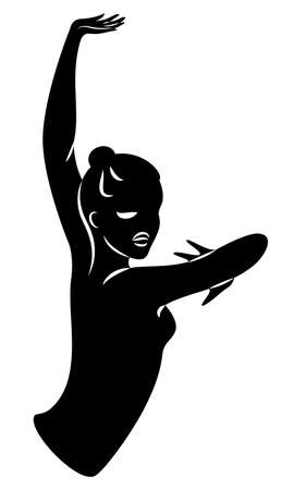 Lady silhouette. Silhouettes of the hands and head of a girl. Graceful woman. Vector illustrationのイラスト素材