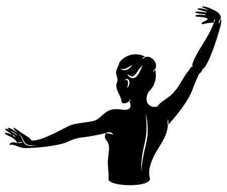 Lady silhouette. Silhouettes of the hands and head of a girl. Graceful woman. Vector illustrationのイラスト素材