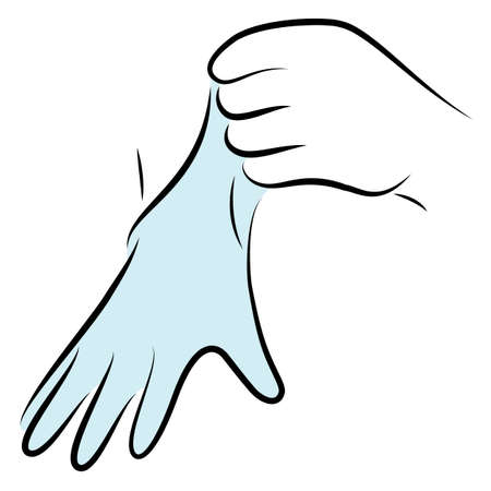 Put rubber gloves on your hands. Hygienic procedure. Disease prevention, good for health. Vector...
