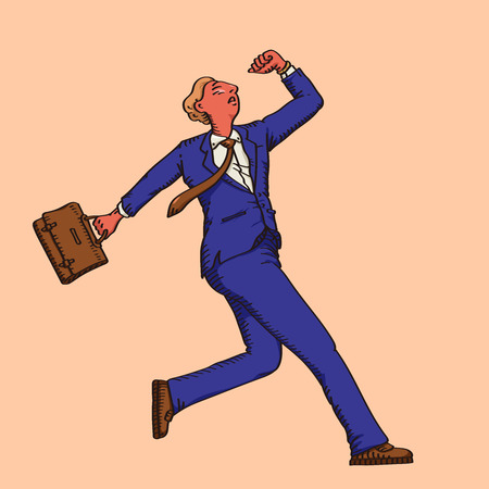 businessman with a briefcase. retro design pen drawing vector illustrationのイラスト素材
