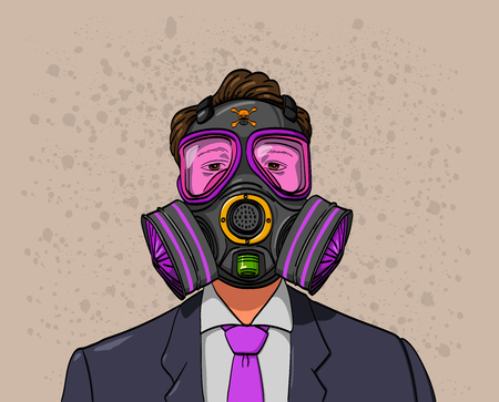 A Man Wearing A Gas Mask To Resist Bad Air Royalty Free Vector Graphics