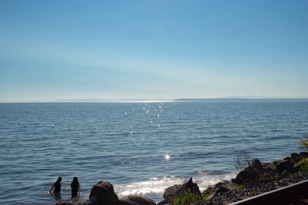 Lake Baikal, view from the observation deck on the shore.の写真素材