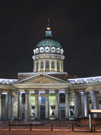Night view of Kazan Cathedral in St.Petersburg, Russia.の写真素材