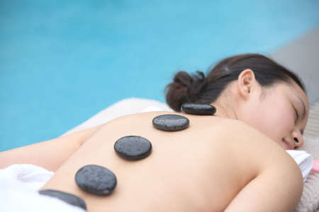 hot stone in day spaの写真素材