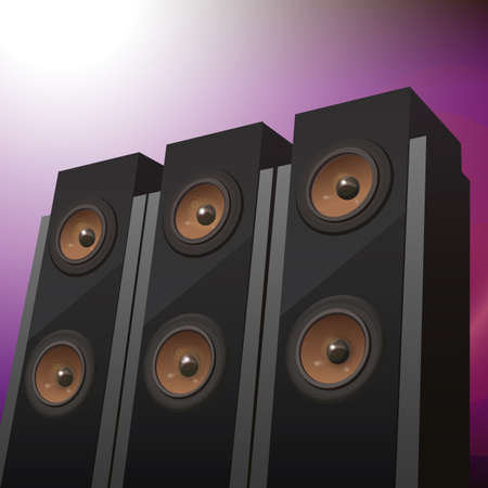  Three hi-fi speakers on abstract background, vector illustrationのイラスト素材