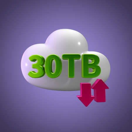 3d rendering cloud storage upload download 30 tb capacityの写真素材