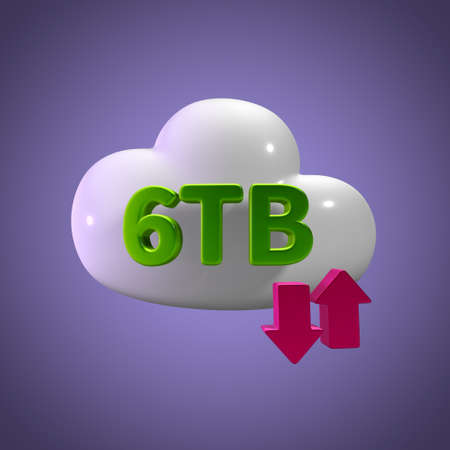 3d rendering cloud storage upload download 6 tb capacityの写真素材