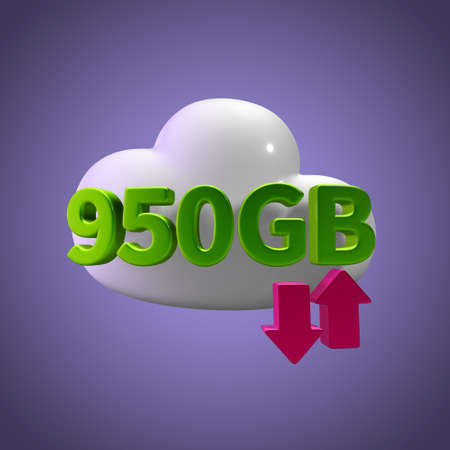 3d rendering cloud download upload 950 gb capacityの写真素材
