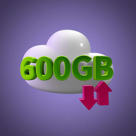 3d rendering cloud download upload 600 gb capacityの写真素材