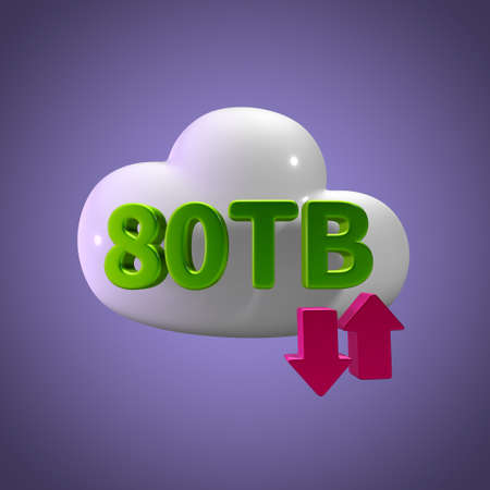3d rendering cloud download upload 80 gb capacityの写真素材
