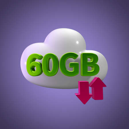 3d rendering cloud download upload 60 gb capacityの写真素材