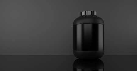 3d rendering blank supplement black bottles background templateの写真素材
