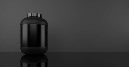 3d rendering blank supplement black bottles background templateの写真素材