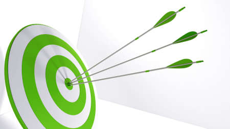 3d rendering arrow and bullseyeの写真素材