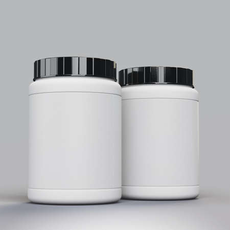 3d rendering blank supplement white  bottles templateの写真素材