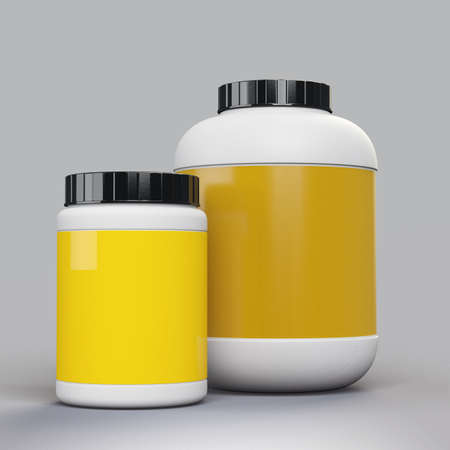 3d rendering blank supplement yellow bottles templateの写真素材