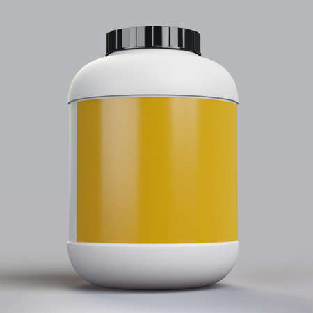 3d rendering blank supplement yellow bottle templateの写真素材