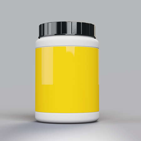 3d rendering blank supplement yellow bottles templateの写真素材