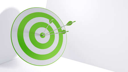 3d rendering arrow and bullseyeの写真素材